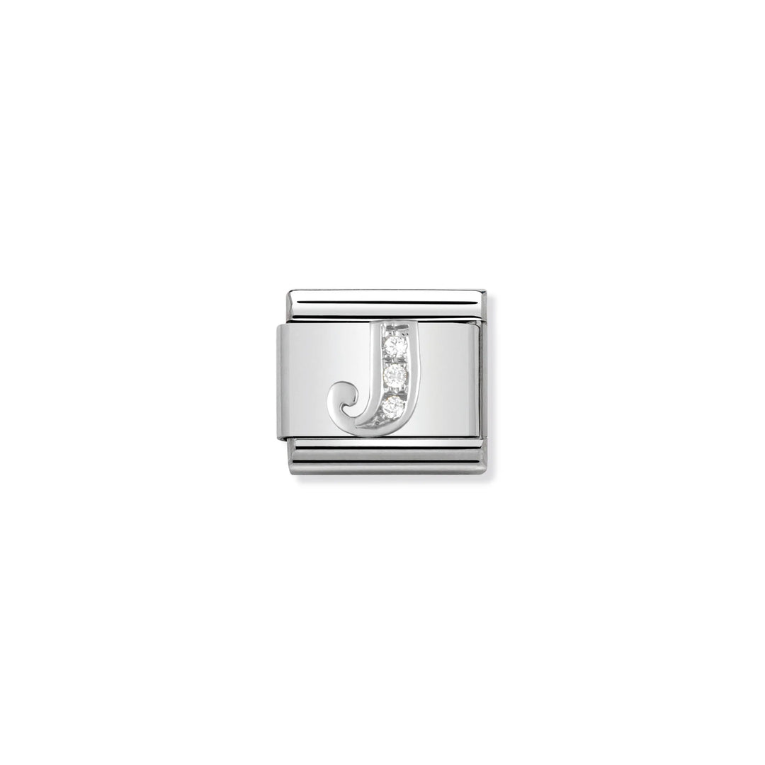 Nomination Classic Link 330301/02 Letter J with CZ in Sterling Silver