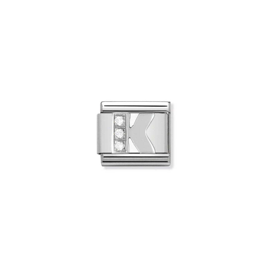 Nomination Classic Link 330301/11 Letter K with CZ in Sterling Silver