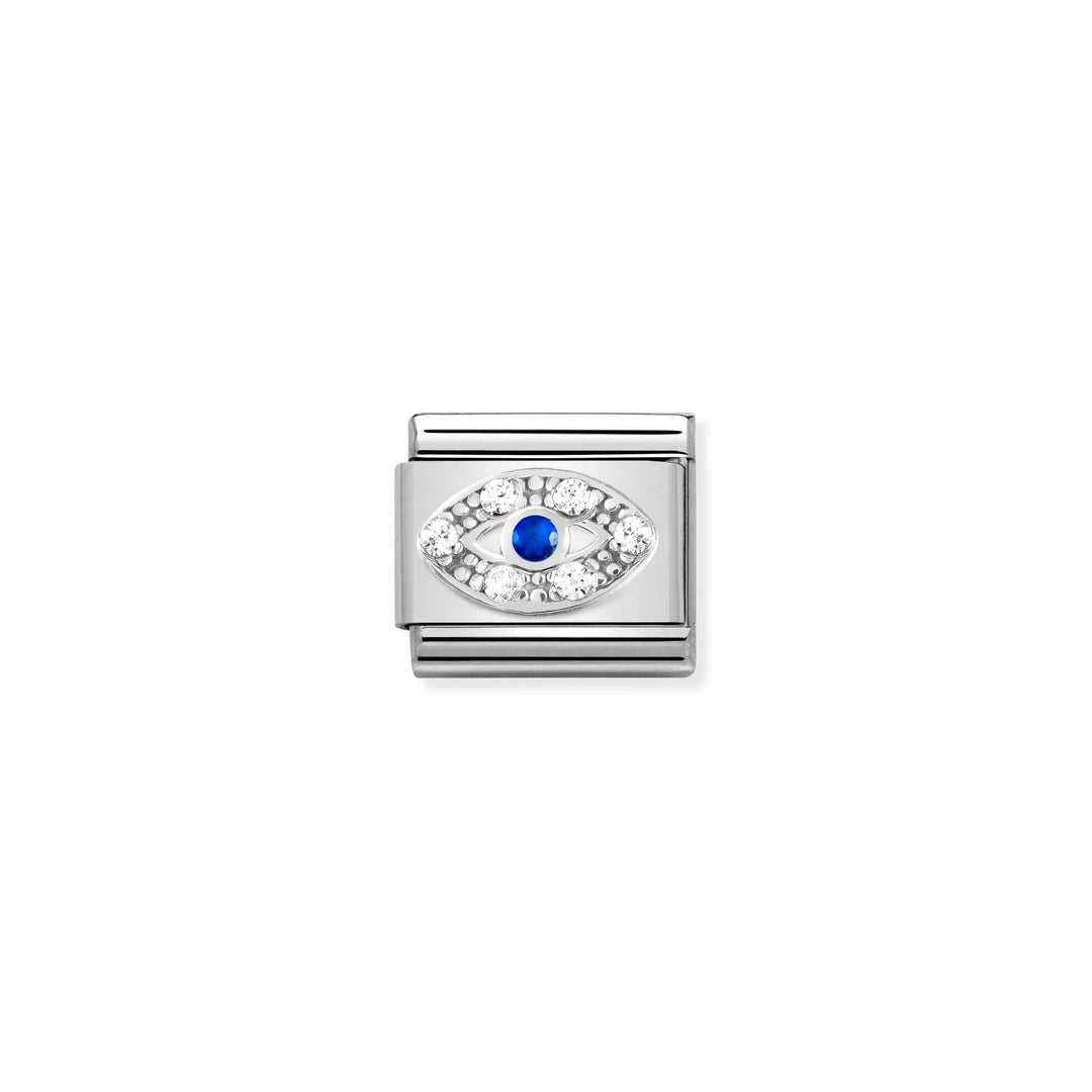 Nomination Classic Link 330304/43 Eye with White & Blue CZ in Silver