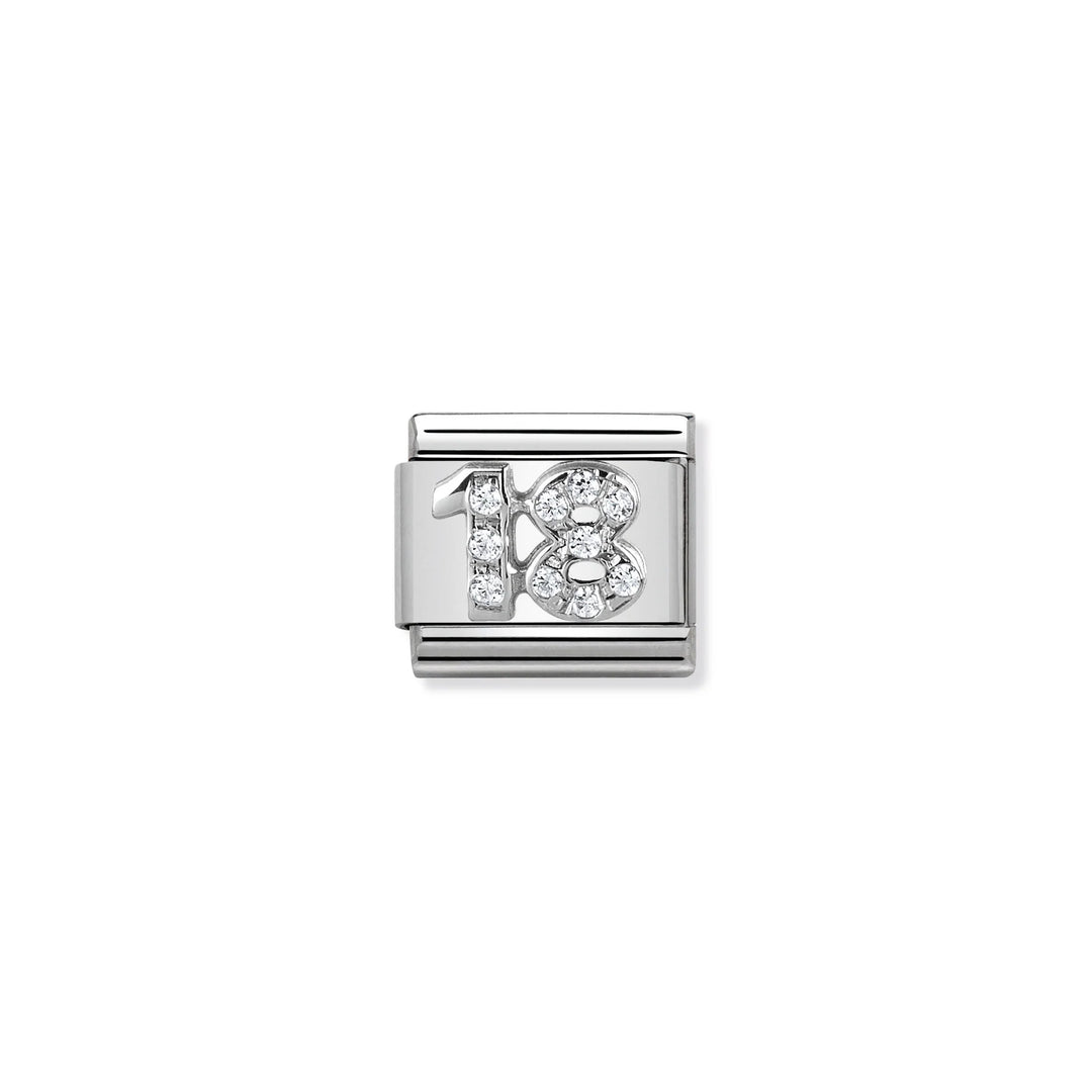 Nomination Classic Link 330304/18 Number 18 with CZ in Sterling Silver