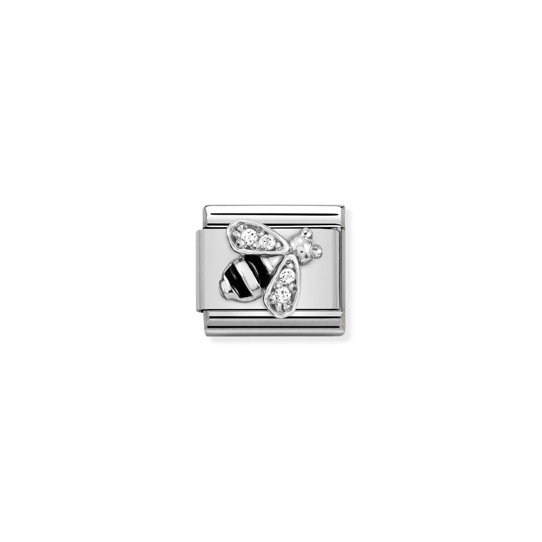 Nomination Classic Link 330321/02 Bee Black Enamel & CZ in Silver