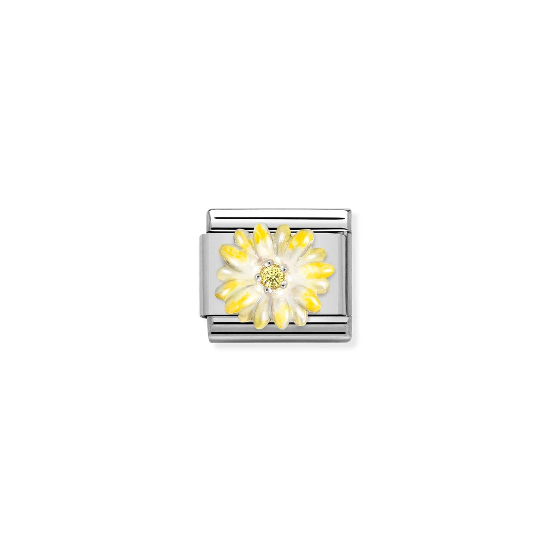 Nomination Classic Link 330321/04 Enamel Yellow Flower in Sterling Silver