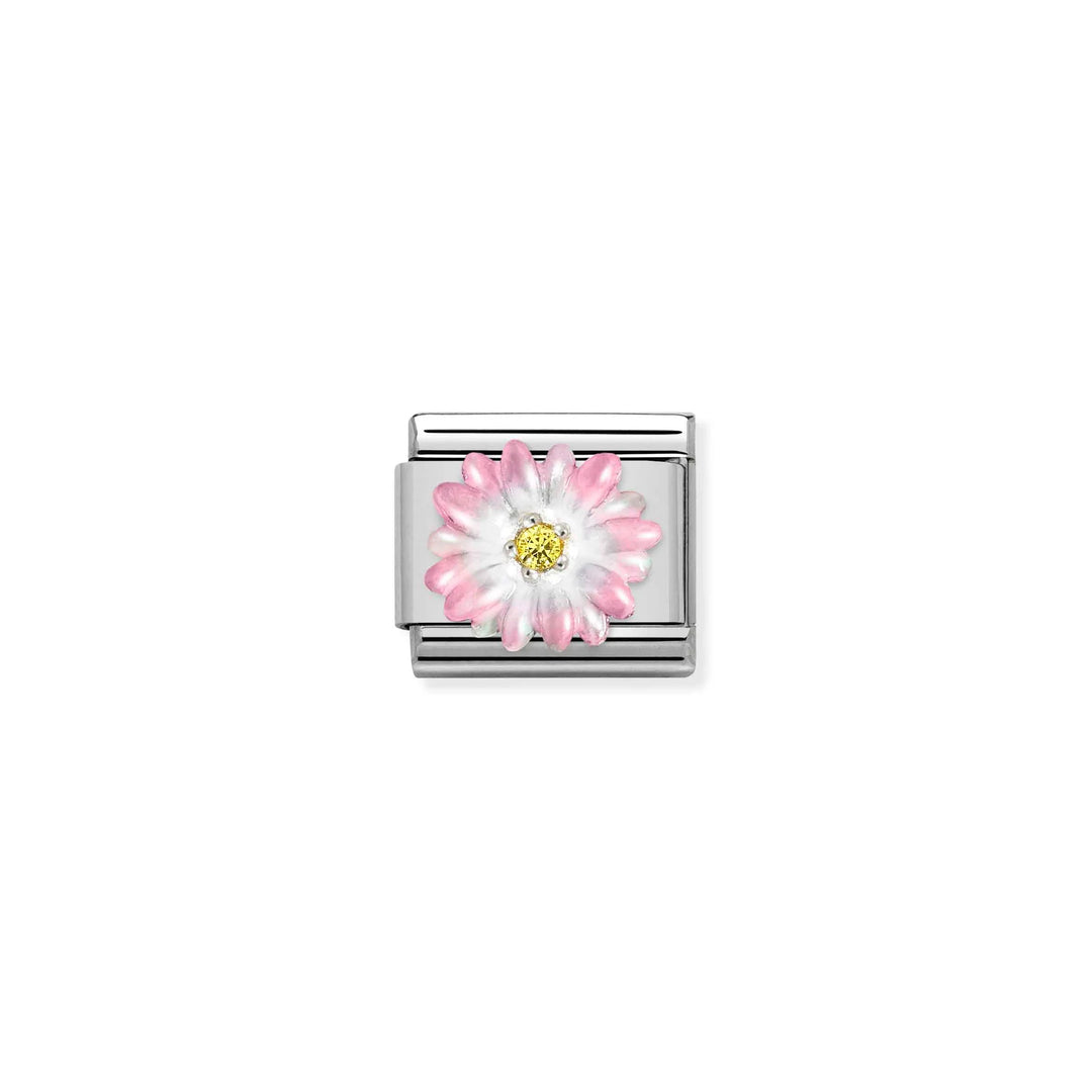 Nomination Classic Link 330321/05 Enamel Pink Flower in Sterling Silver