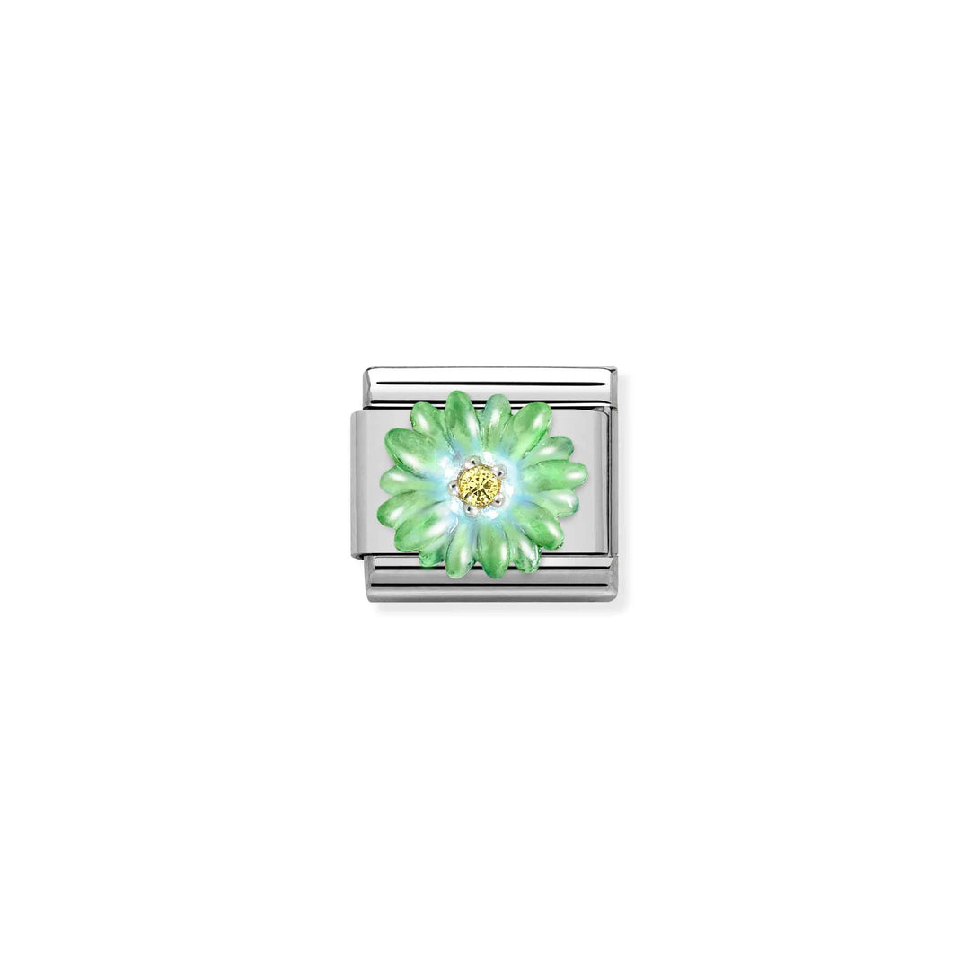 Nomination Classic Link 330321/07 Enamel Green Flower in Sterling Silver