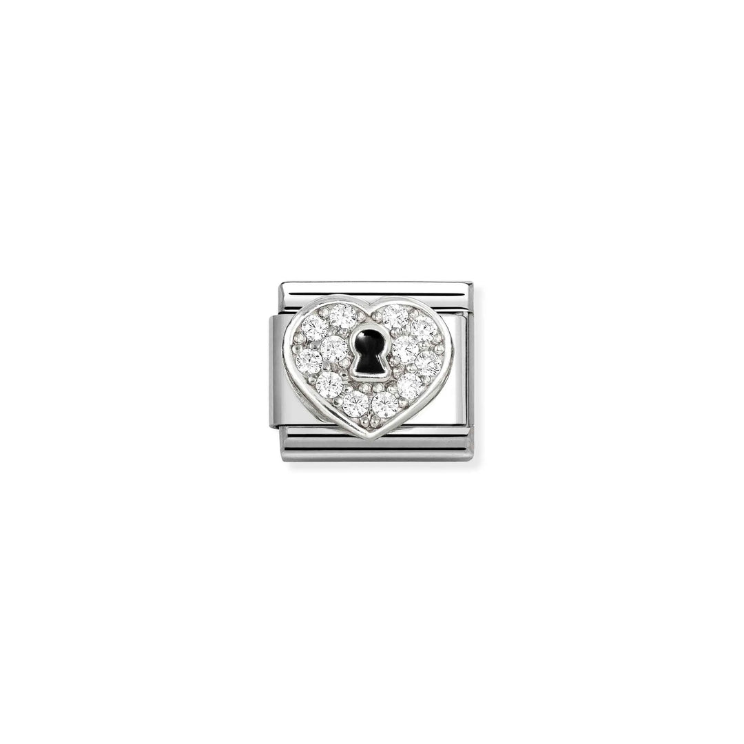 Nomination Classic Link 330328/09 Heart with Key Hole in Sterling Silver & White