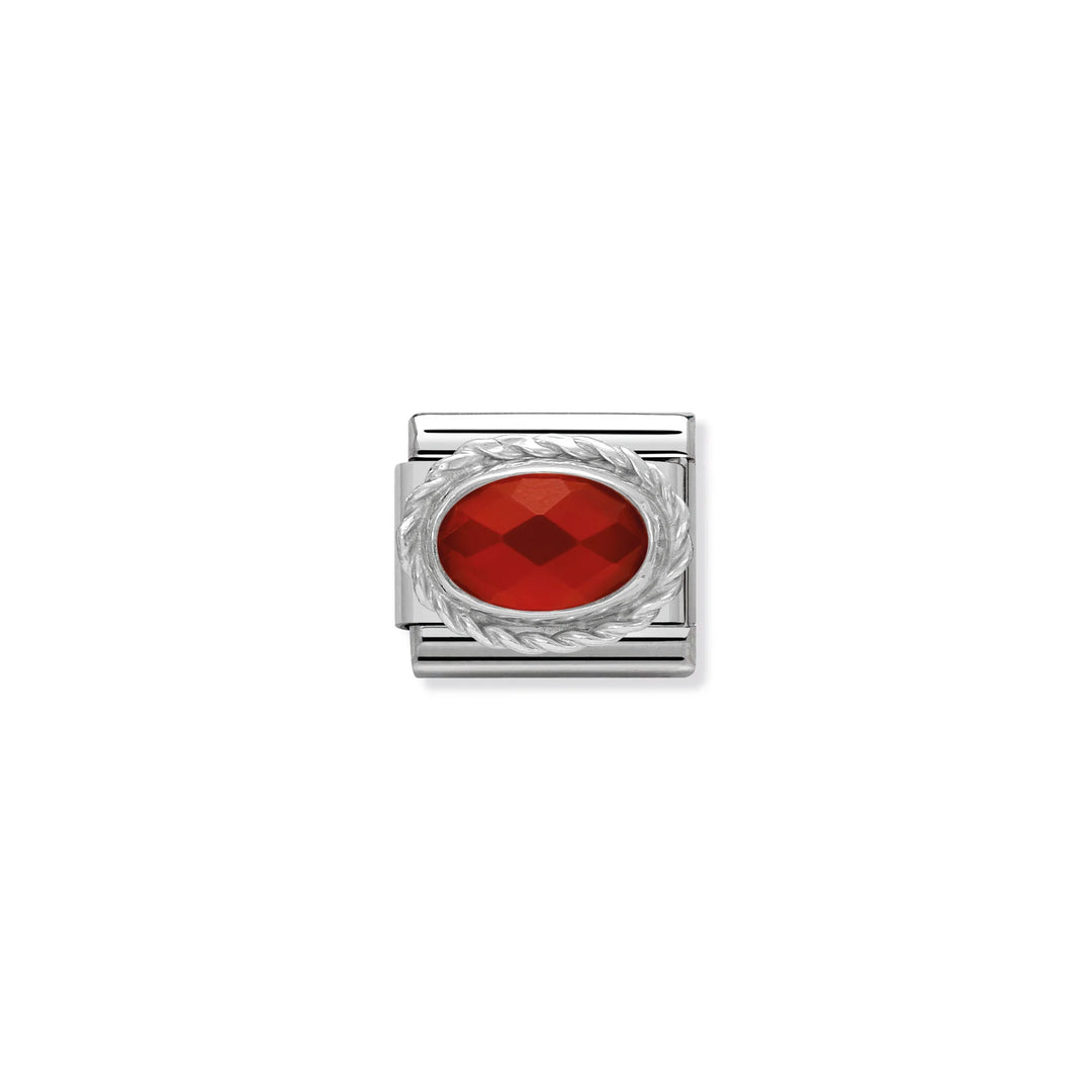 Nomination Classic Link 330503/28 Faceted Red Agate Stone in Sterling Silver