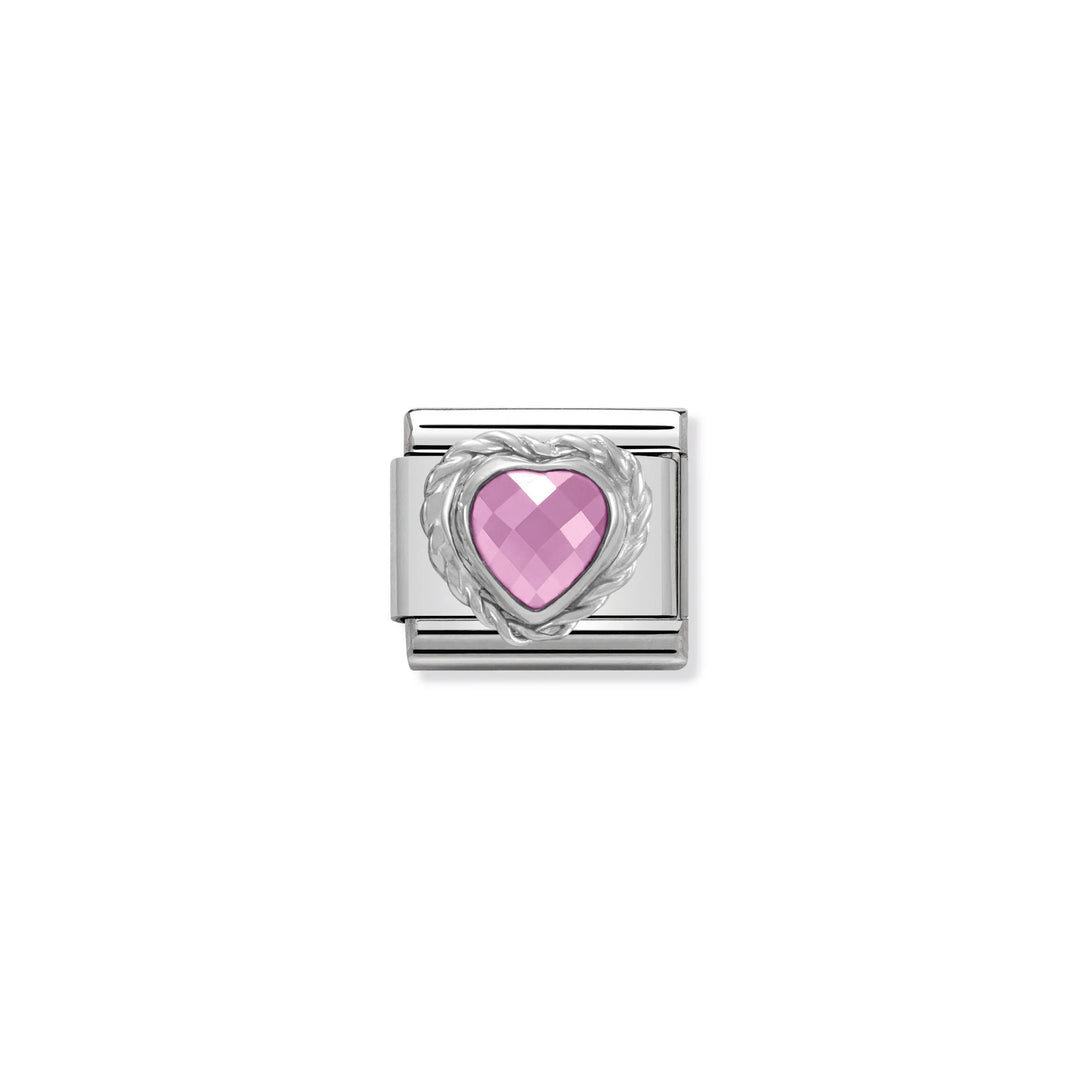Nomination Classic Link 330603/003 Pink Faceted Heart CZ with Twist Detail