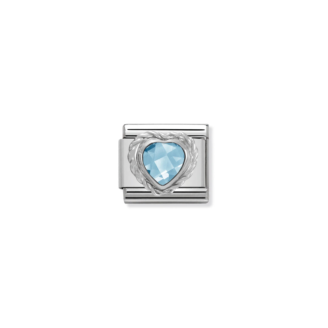 Nomination Classic Link 330603/006 Light Blue Faceted Heart CZ with Twist Detail