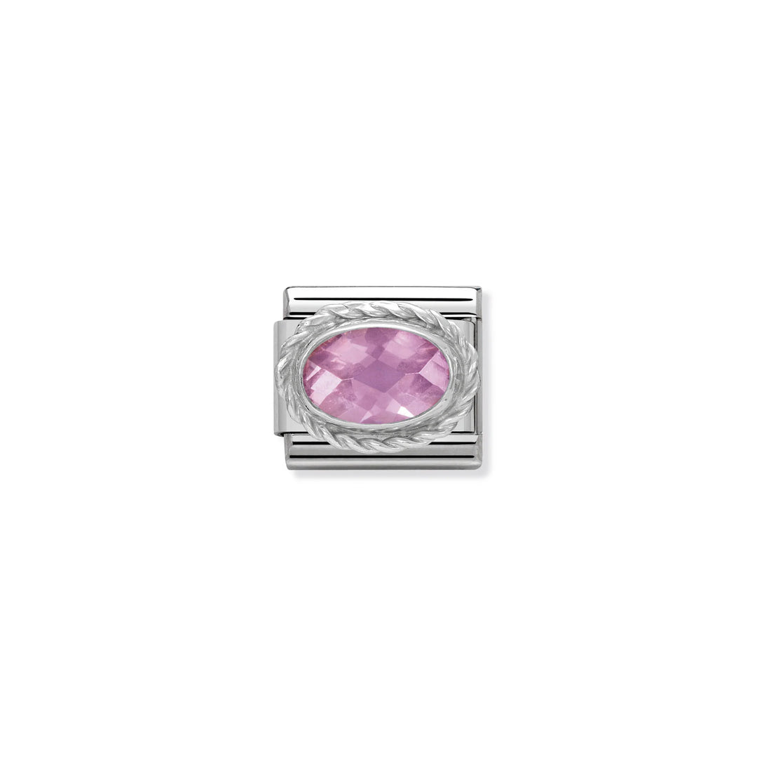 Nomination Classic Link 330604/003 Faceted Pink Oval CZ in Sterling Silver