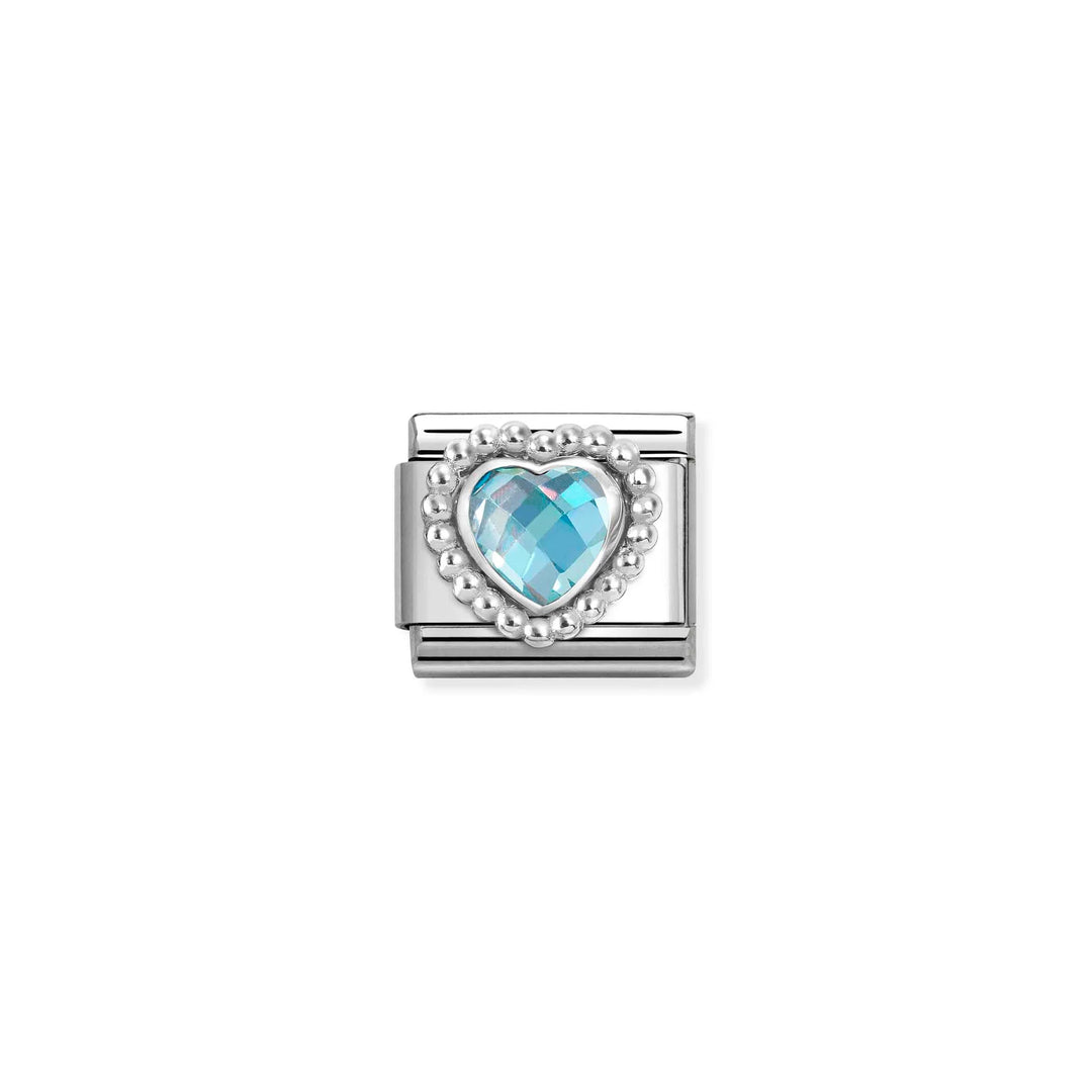 Nomination Classic Link 330606/006 Light Blue CZ Heart in Sterling Silver