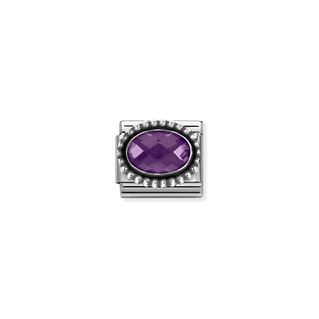 Nomination Classic Link 330607/001 Oval Faceted Violet CZ in Sterling Silver