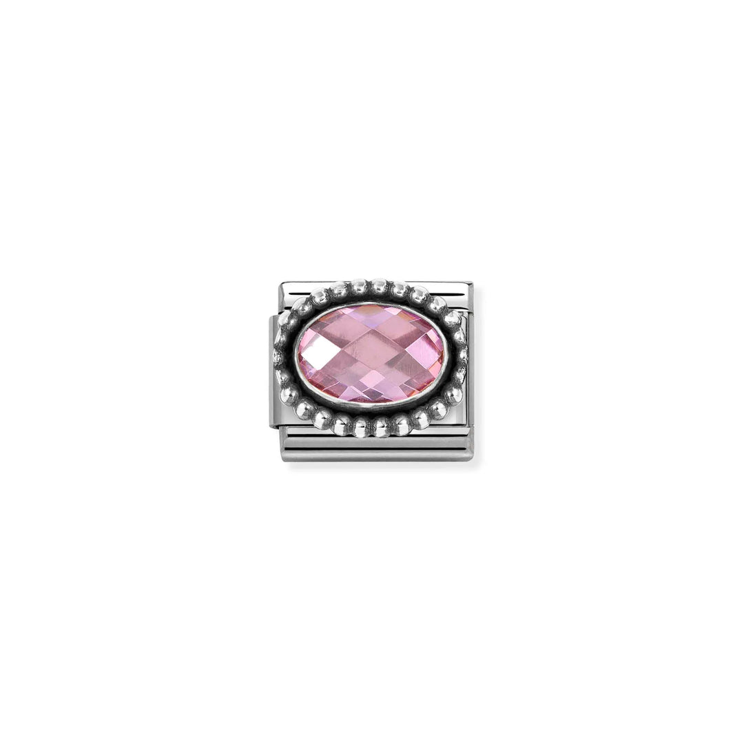 Nomination Classic Link 330607/003 Oval Faceted Pink CZ in Sterling Silver