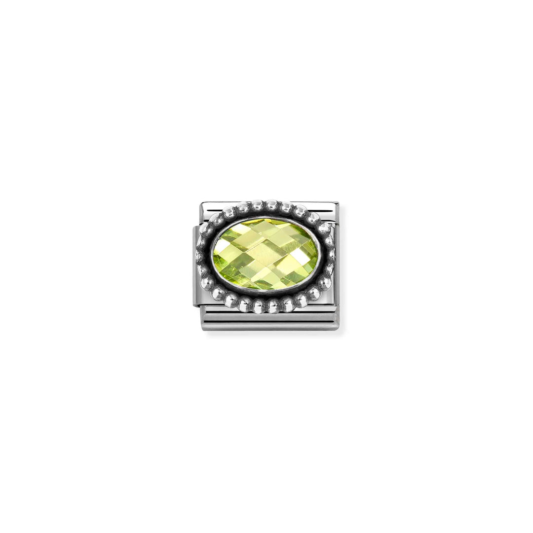 Nomination Classic Link 330607/004 Oval Faceted Light Green CZ in Sterling Silve