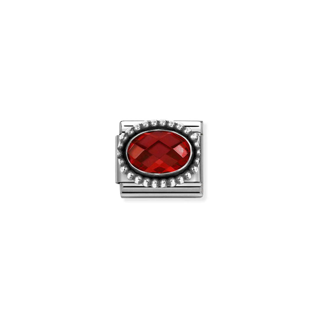 Nomination Classic Link 330607/005 Oval Faceted Red CZ in Sterling Silver