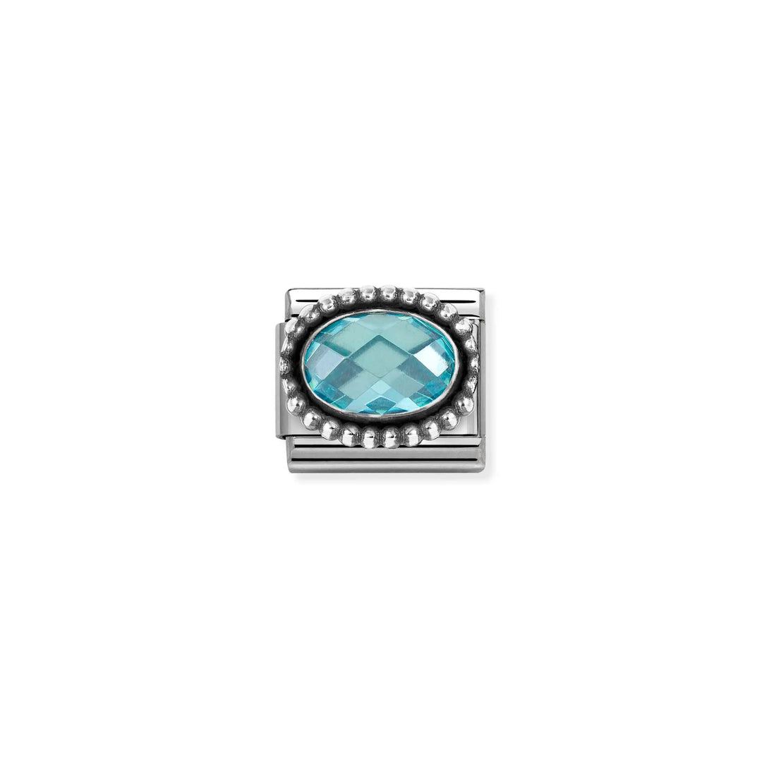 Nomination Classic Link 330607/006 Oval Faceted Light Blue CZ in Sterling Silver
