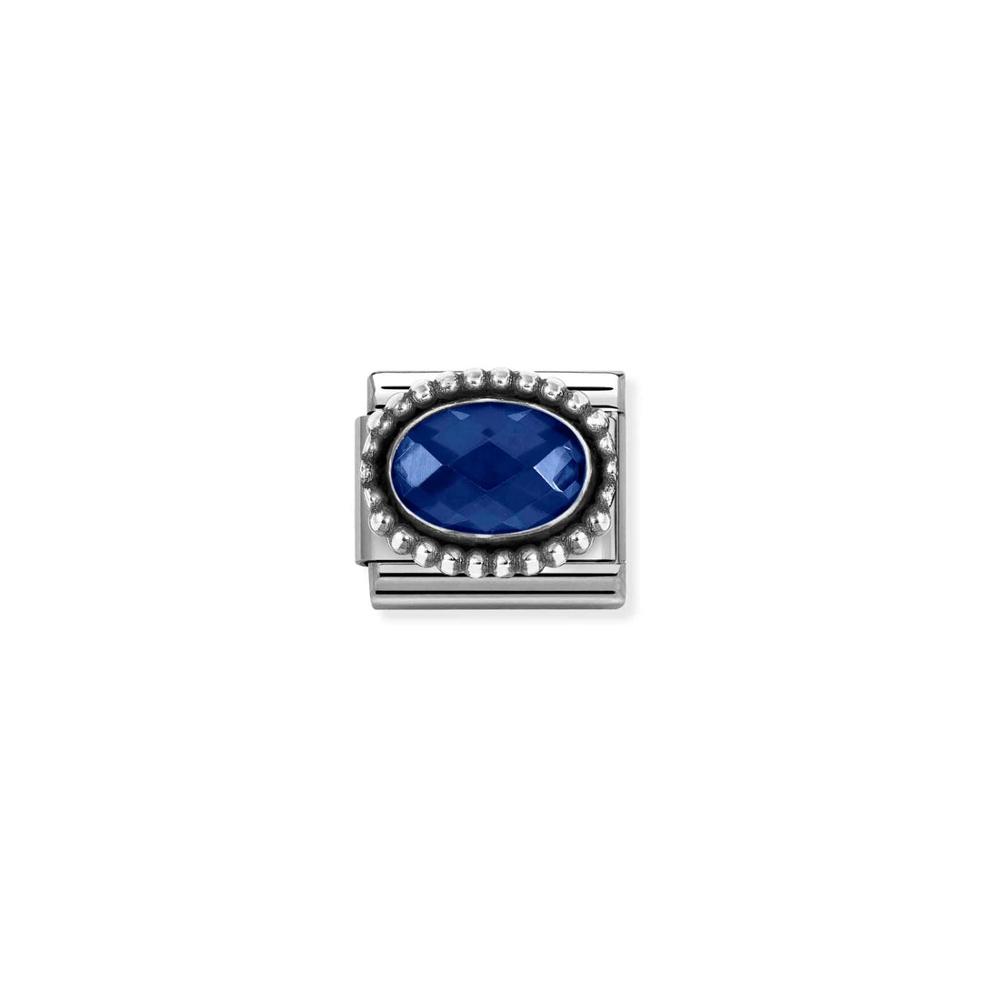 Nomination Classic Link 330607/007 Oval Faceted Dark Blue CZ in Sterling Silver