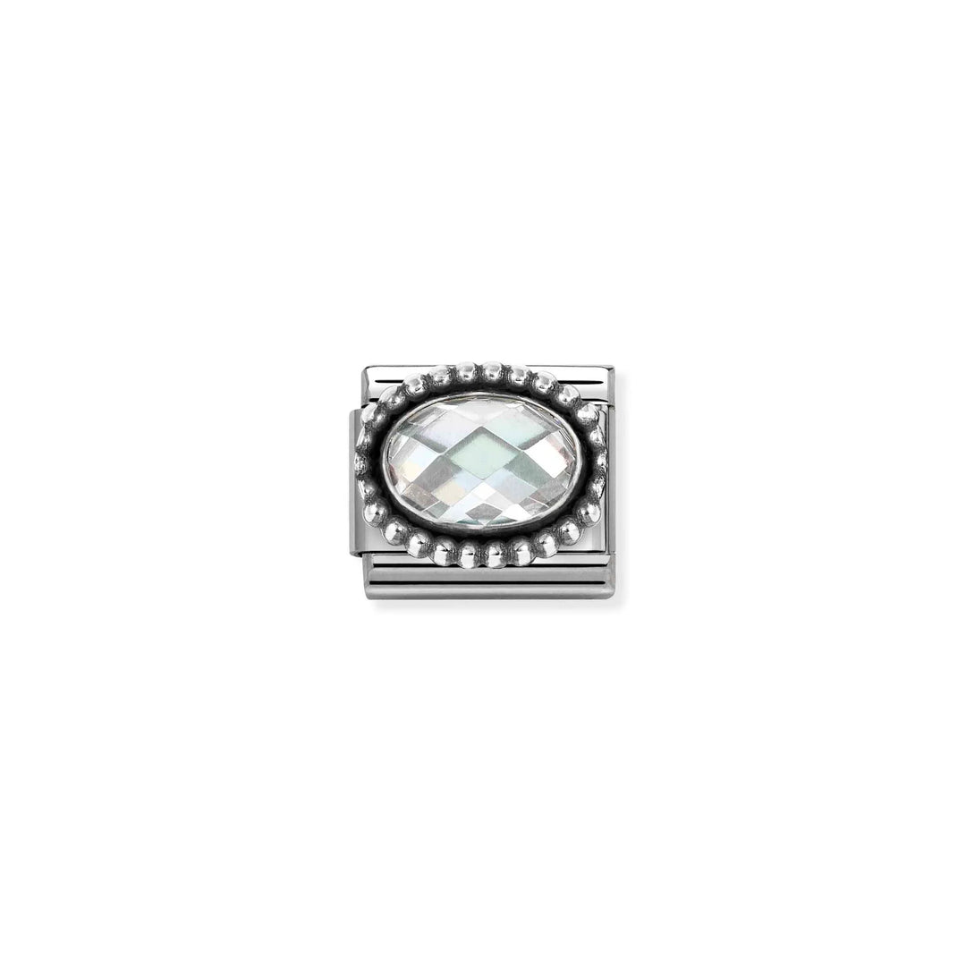 Nomination Classic Link 330607/010 Oval Faceted White CZ in Sterling Silver