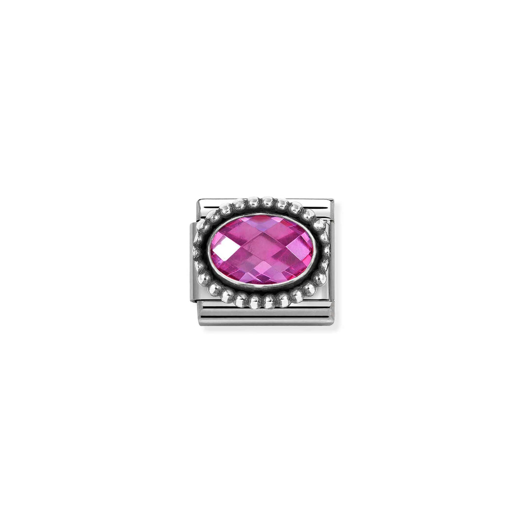 Nomination Classic Link 330607/030 Oval Faceted Fuchsia CZ in Sterling Silver