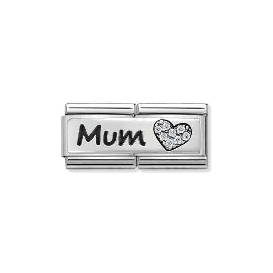 Nomination Classic Double Link 330731/07 Mum & Heart with CZ in Sterling Silve