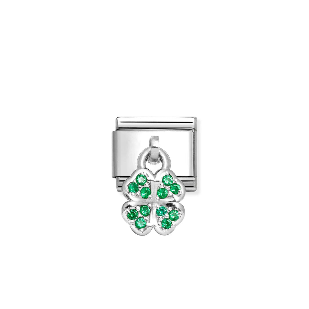 Nomination Classic Link 331800/30 Four-Leaf Clover with Green CZ in Silver