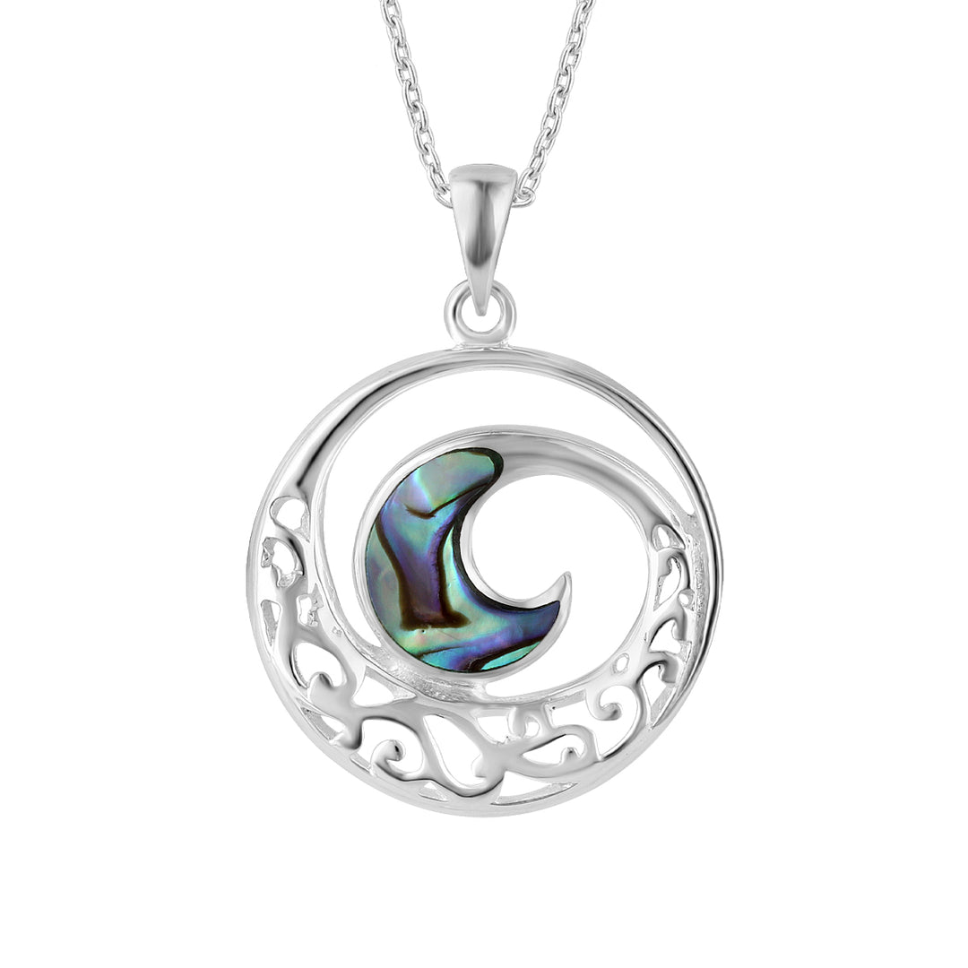LT Sterling Silver Paua Openwork Wave Necklace