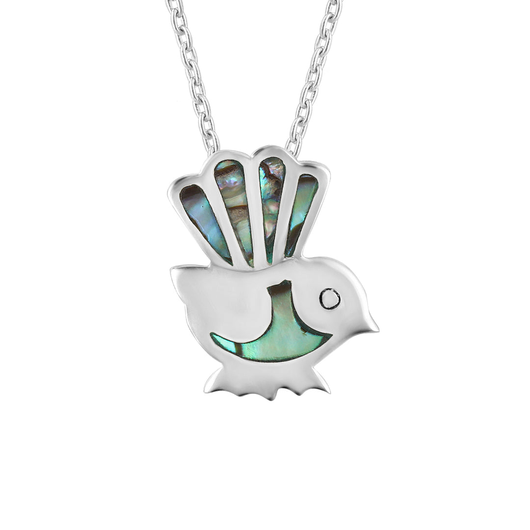 LT Sterling Silver Paua Fantail Necklace