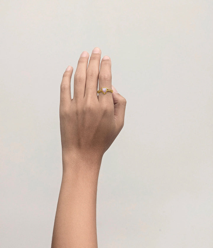 Stolen Gold Plated Mini Claw Ring - Pink Bello Opal