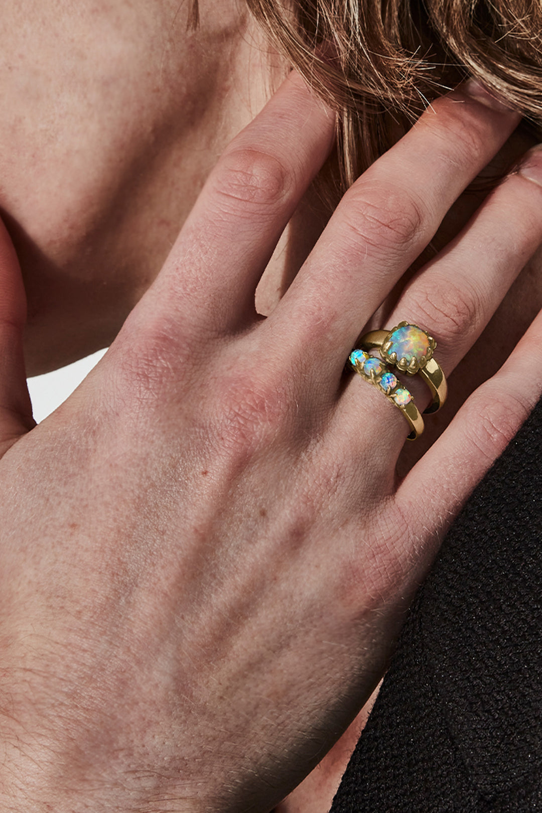 Stolen Gold Plated Baby Claw Ring - Opal