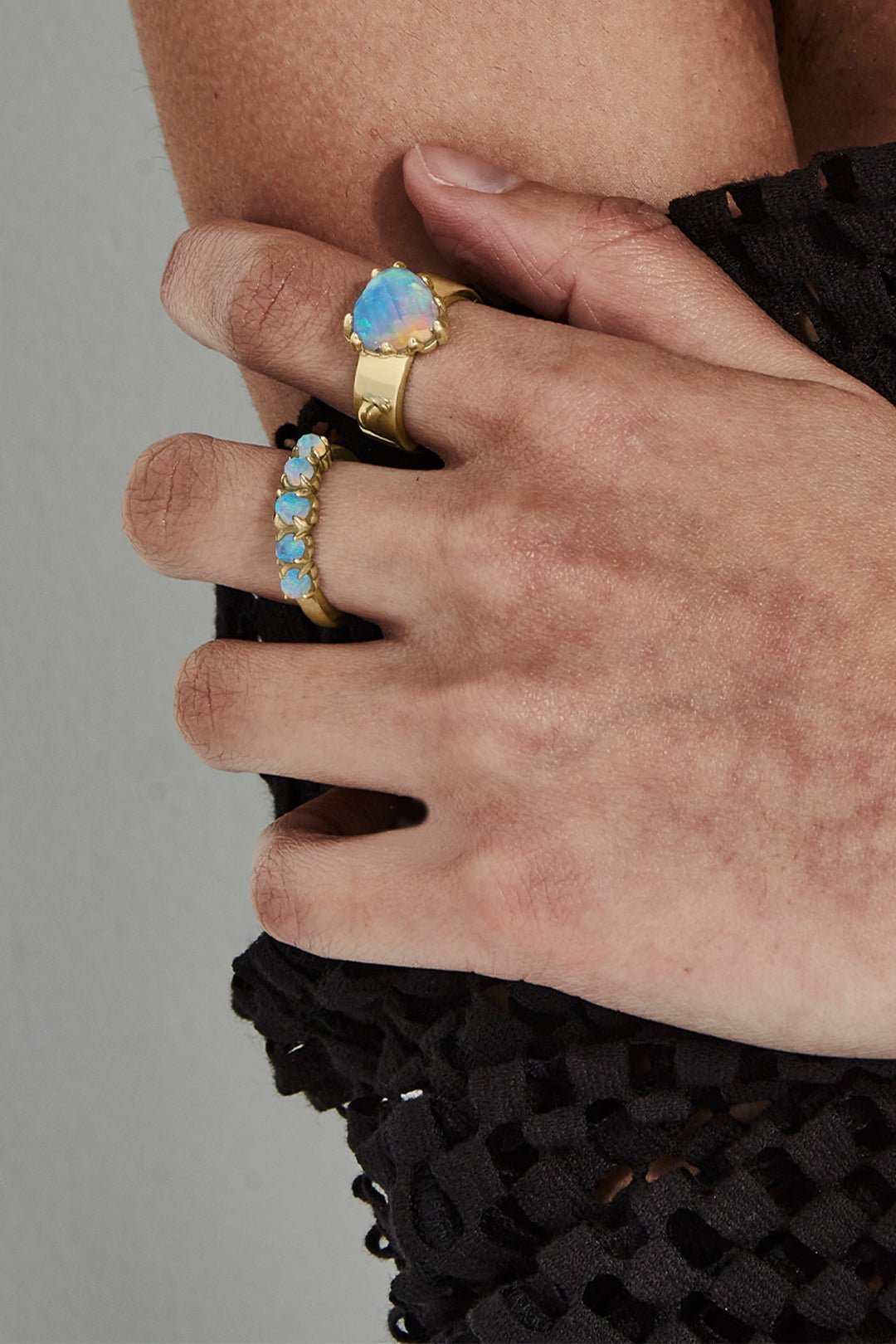 Stolen Gold Plated Halo Cluster Ring - Opal