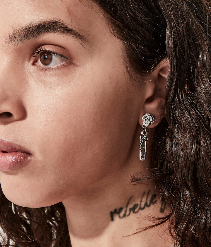 Stolen Silver Rose Pin Earrings