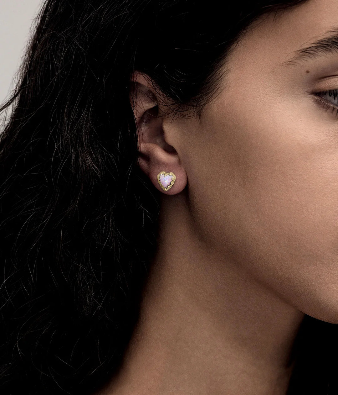 Stolen Gold Plated Mini Claw Studs - Pink Bello Opal