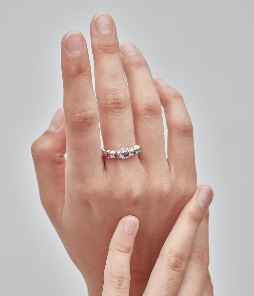Stolen Halo Cluster Silver Ring - Mystic Quartz