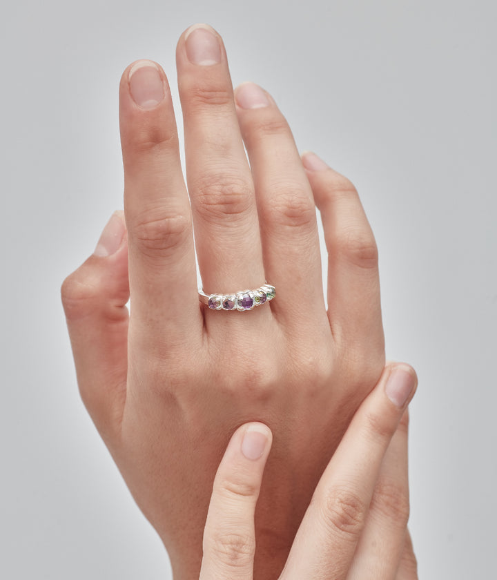 Stolen Halo Cluster Silver Ring - Mystic Quartz