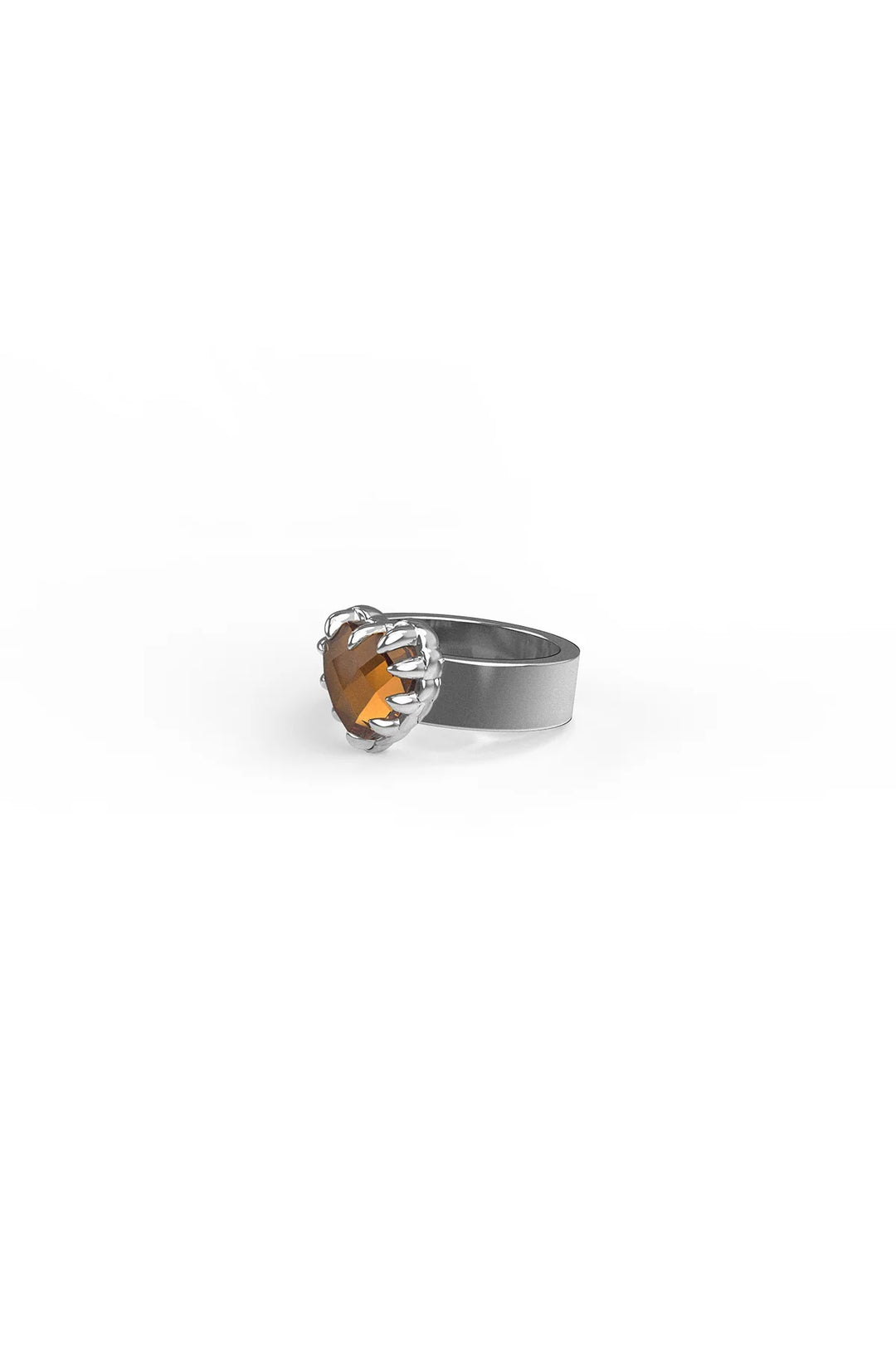 Stolen Silver Love Claw Ring Orange Citrine