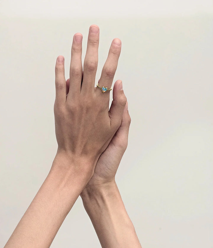 Stolen Gold Plated Mini Love Claw Ring - Bello Opal