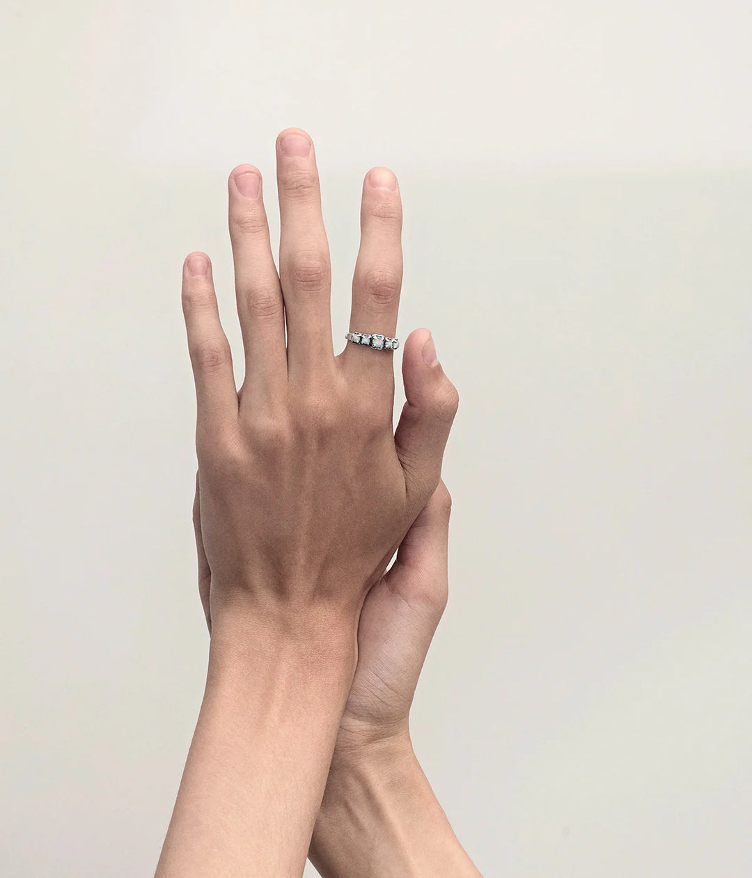 Stolen Silver Halo Cluster Ring - Opal