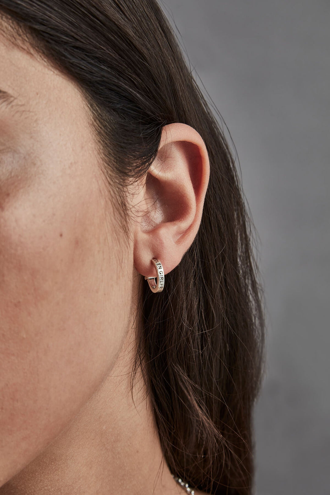 Stolen Silver Clean Logo Hoop Earrings