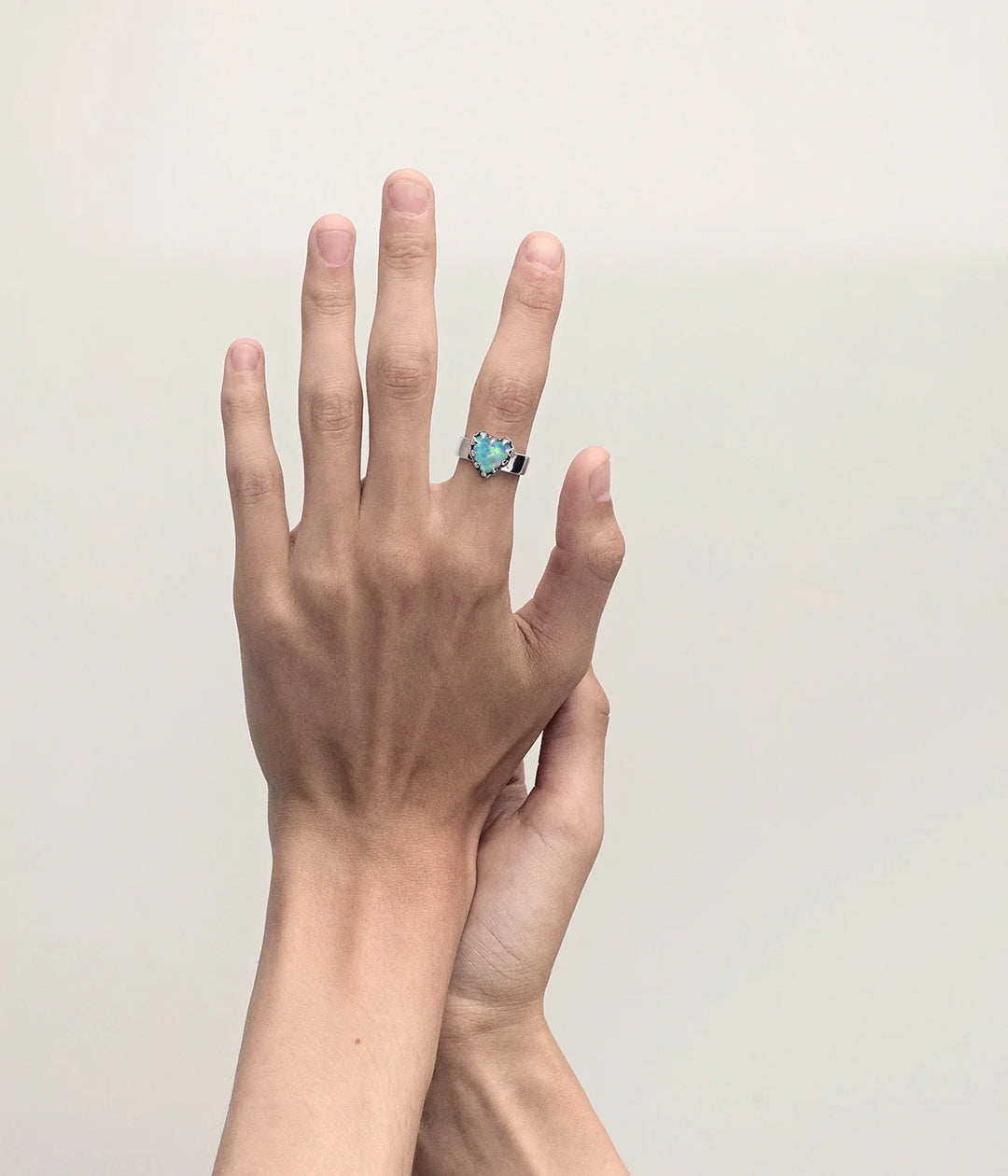Stolen Silver Love Claw Ring - Opal