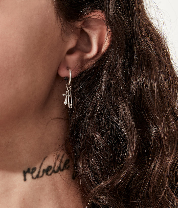 Stolen Silver Gothic Pin Earrings
