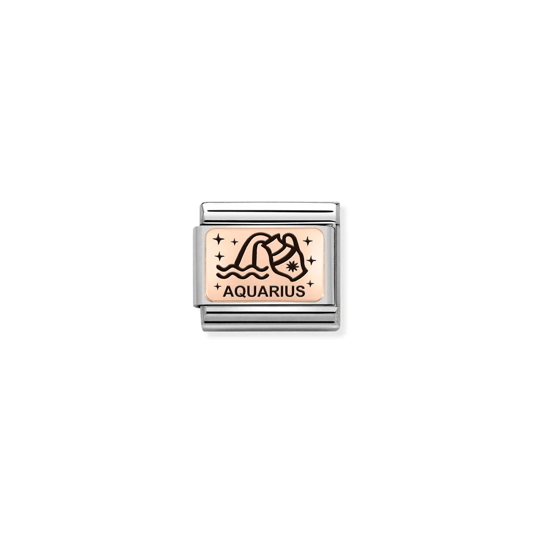 Nomination Classic Link 430112/11 Aquarius in 9k Rose Gold