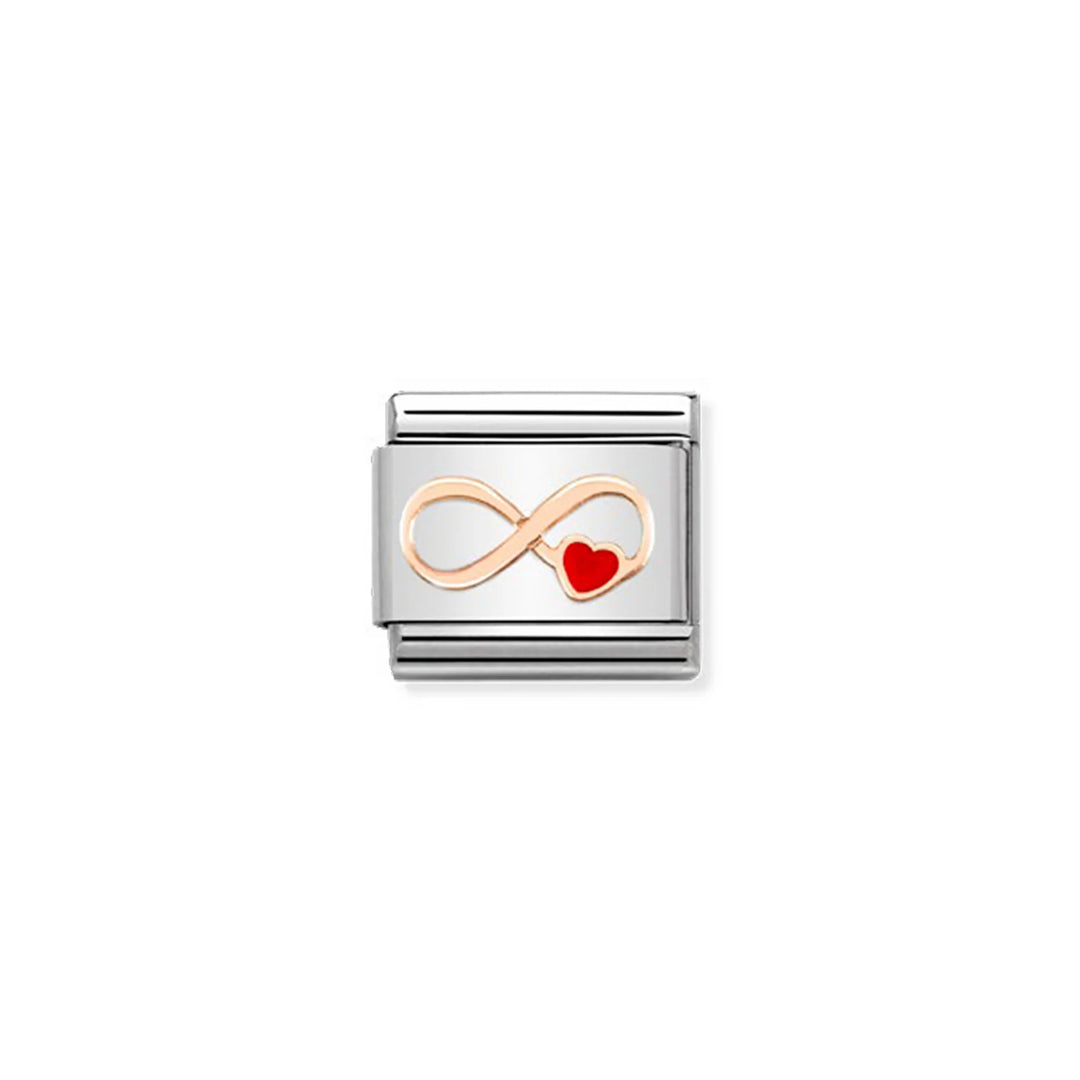Nomination Classic Link 430202/12 Infinity Red Heart in 9k Rose Gold