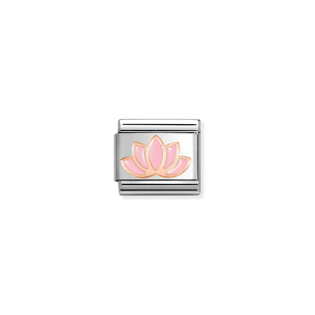 Nomination Classic Link 430202/44 Pink Lotus in 9k Rose Gold & Enamel