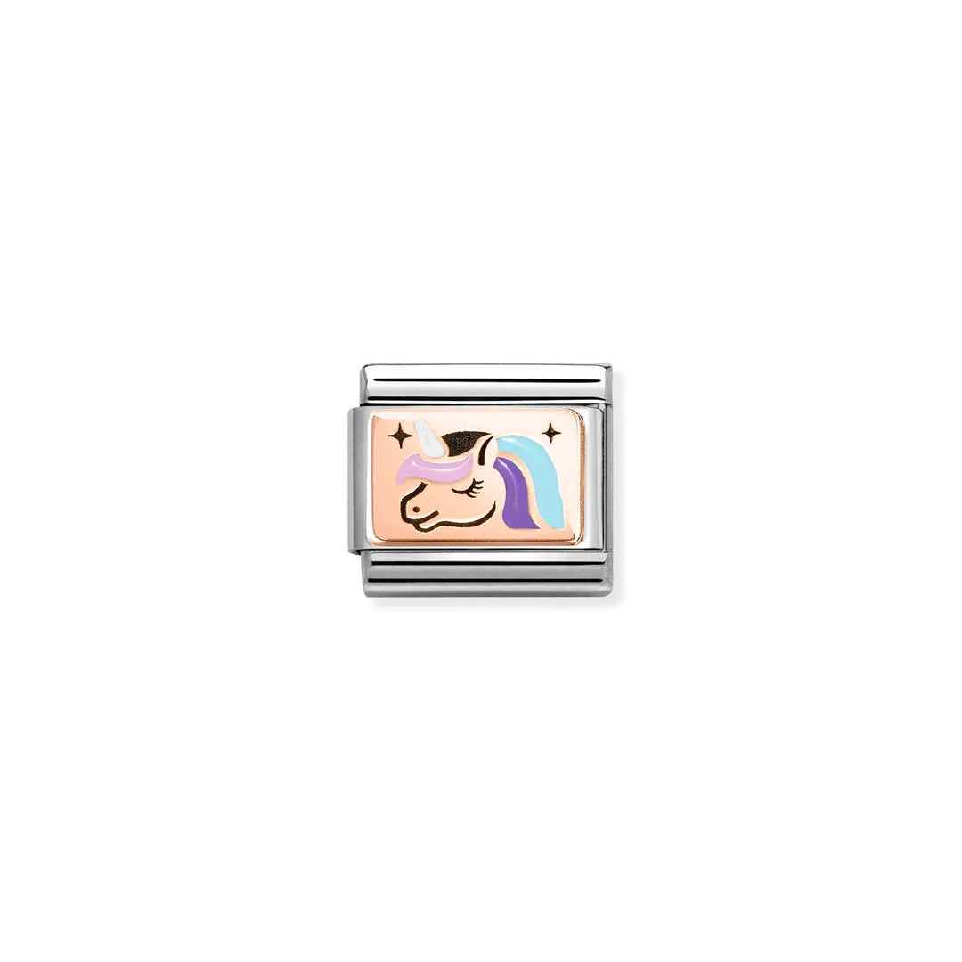Nomination Classic Link 430204/04 Unicorn in 9k Rose Gold & Enamel