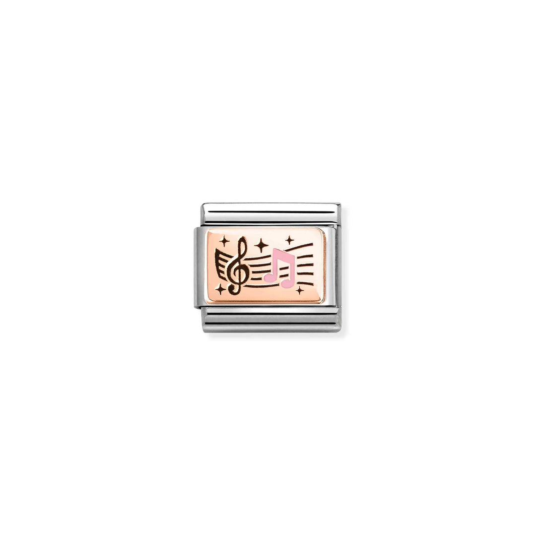 Nomination Classic Link 430204/06 Musical Notes in 9k Rose Gold & Enamel
