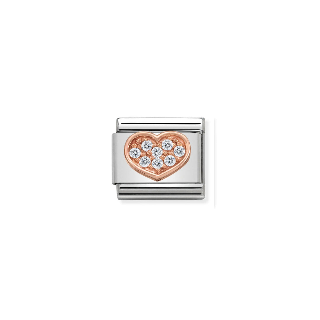 Nomination Classic Link 430302/13 CZ Heart in 9k Rose Gold
