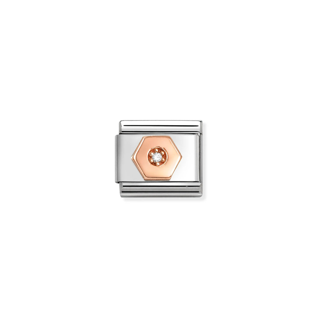 Nomination Classic Link 430305/48 Hexagon CZ in 9k Rose Gold
