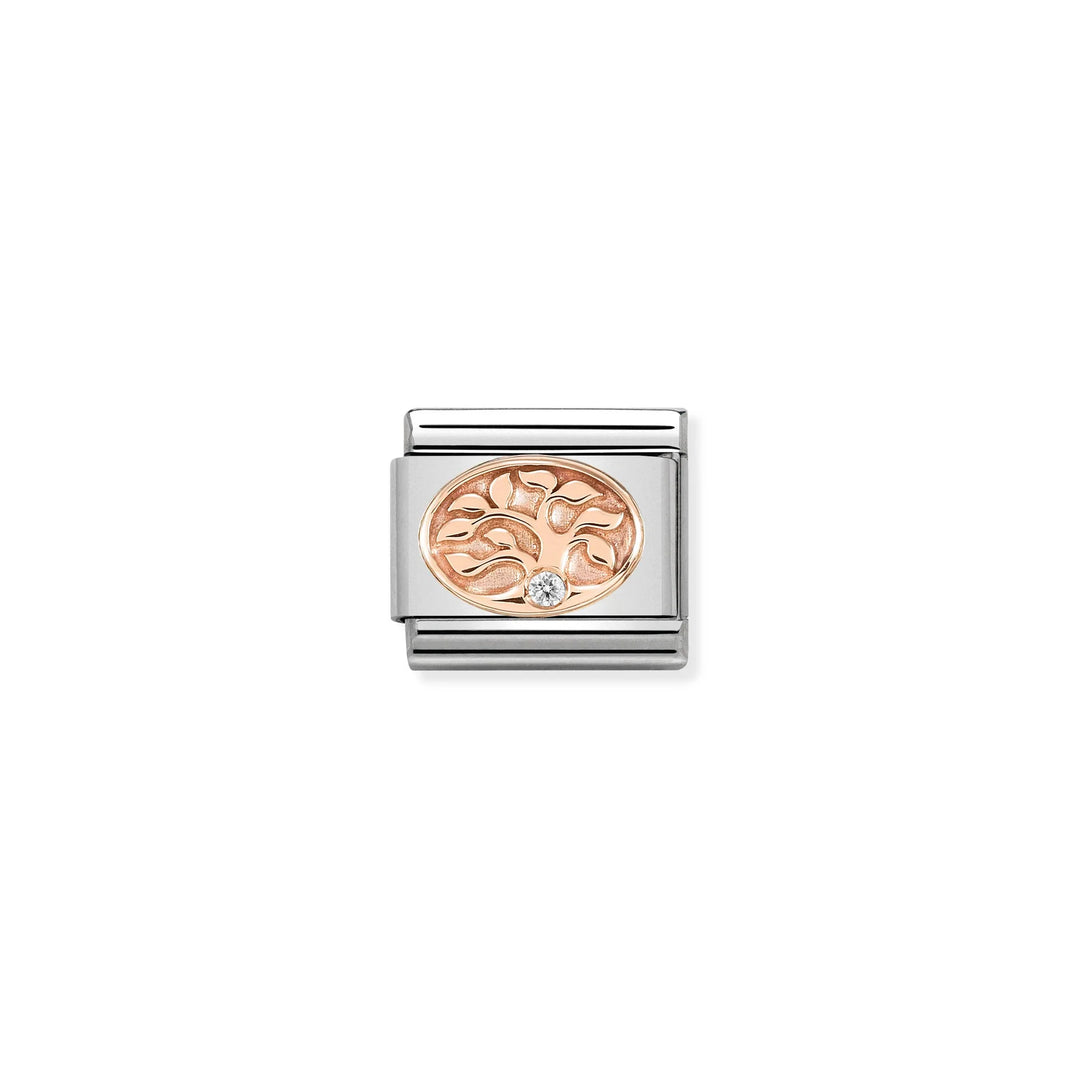 Nomination Classic Link 430305/12 Tree Of Life in 9k Rose Gold & CZ