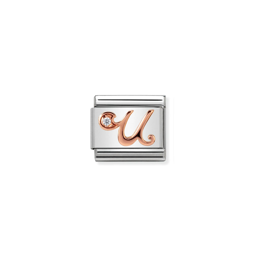Nomination Classic Link 430310/21 Letter U in 9k Rose Gold