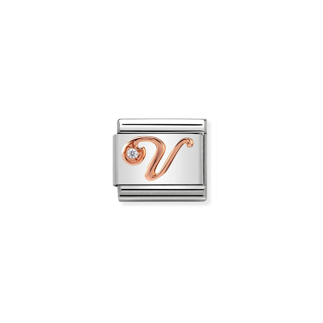 Nomination Classic Link 430310/22 Letter V in 9k Rose Gold