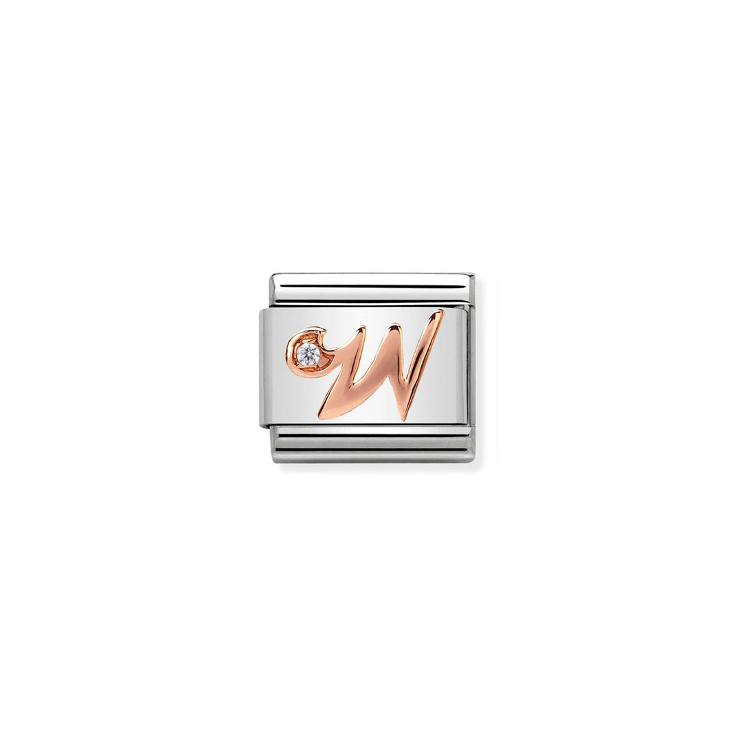 Nomination Classic Link 430310/23 Letter W in 9k Rose Gold
